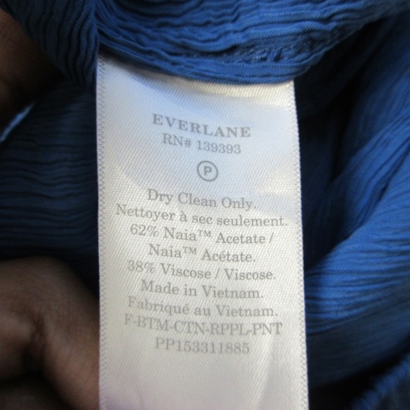 Everlane Naia Ripple Crinkle Gauze Wide Leg Pants Women M Blue Boho Flowy 268 - Picture 3 of 9